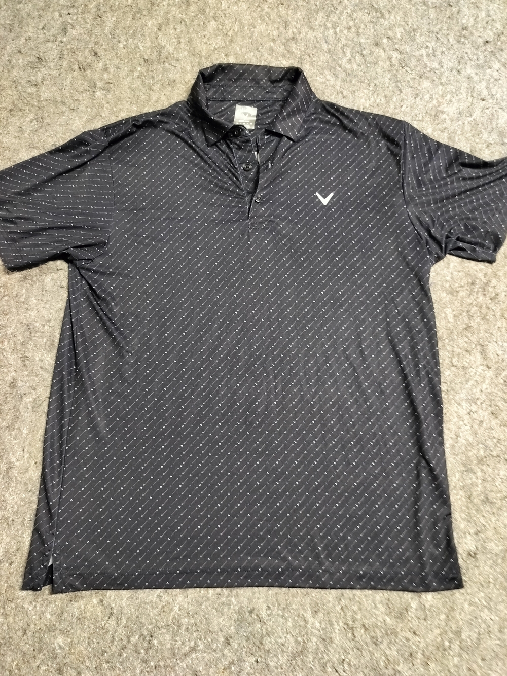 Callaway Black Polo with Small White Diagonal Print